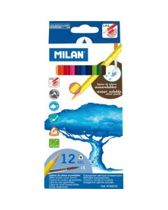 SZÍNES CERUZA MILAN 12 DB-OS+ECSET AQVA 0742312