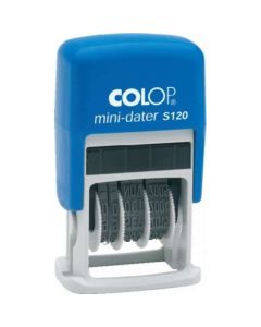 BÉLYEGZŐ,COLOP,DÁTUM, S120/4, MINI, KÉK HÁZ, KÉK PÁRNA
