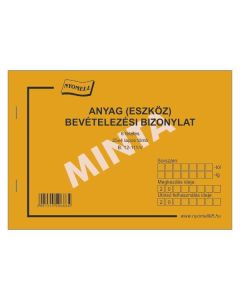B.12-111/V ANYAG/ESZKÖZ BEVÉTELEZÉSI BIZONYLAT 8 TÉTELES, FEKVŐ, 25*4 LAPOS, A/5