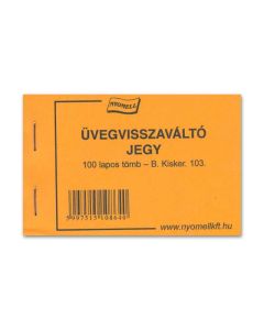 B.KISKER 103 ÜVEGVISSZAVÁLTÓ JEGY 100 LAPOS, A/7