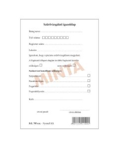 D.E.705 FOGÁSZATI SZŰRŐVIZSGÁLATI IGAZOLÁS