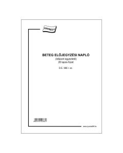 D.E.966 BETEGELŐJEGYZÉSI NAPLÓ, A/4, 26 LAPOS