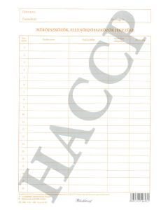 D.E.1001 MÉRŐESZKÖZÖK, ELLENŐRZŐESZKÖZÖK JEGYZÉKE