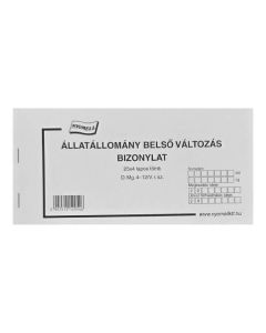 D.MG.4-12/V ÁLLATÁLLOMÁNY BELSŐ VÁLTOZÁS BIZONYLAT, 25X4 PÉLDÁNYOS, LAPOS 200x100