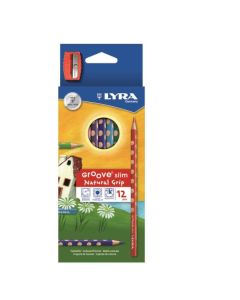 SZÍNES CERUZA LYRA, 12 DB-OS GROOVE ,SLIM + HEGYEZŐ