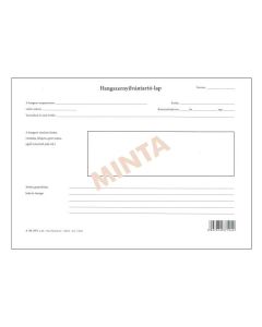 A.TÜ 1071 HANGSZERNYILVÁNTARTÓ LAP