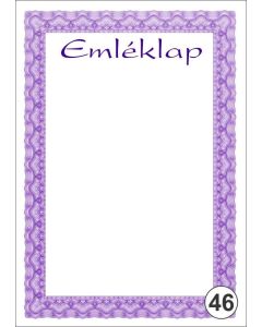 OKLEVÉL/EMLÉKLAP A/4 NYOMELL, A4-046