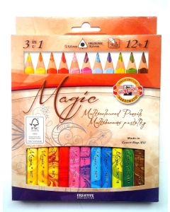 SZÍNES CERUZA 13 DB-OS VARÁZS  KOH-I-NOOR, 3408/13 HÁROMSZÖGLETŰ, MAGIC