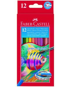 SZÍNES CERUZA FABER CASTELL AQUARELL, 12 DB-OS+ ECSET