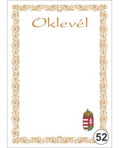 OKLEVÉL/EMLÉKLAP A/4 NYOMELL, A4-052