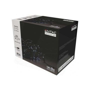 KARÁCSONYI FÉNYSOR, ENTAC IP44 FŰZÉR, 180 LED CW 14M, HIDEG FEHÉR