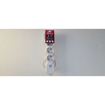 HÁLÓZATI ELOSZTÓ  SKY ELECTRIC 4-ES, VÉDŐÉRINTKEZŐS ,VILÁGÍTÓ KAPCSOLÓVAL, 5 M-ES KÁBEL, GYEREKVÉDELEMMEL ELLÁTVA