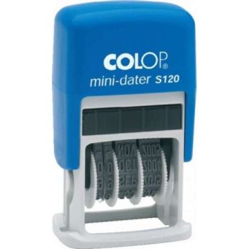 BÉLYEGZŐ,COLOP,DÁTUM, S120/4, MINI, KÉK HÁZ, KÉK PÁRNA