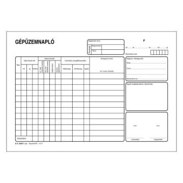 D.E.930/V GÉPÜZEMNAPLÓ A/4, 25X3 PÉLDÁNYOS
