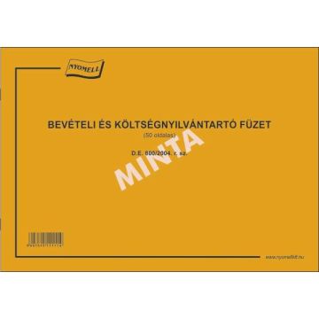 D.E.800/2004 BEVÉTELI ÉS KÖLTSÉGNYILVÁNTARTÓ FÜZET