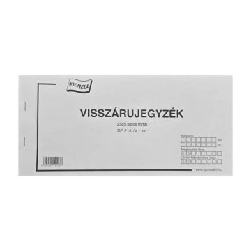 D.F.21/B/V VISSZÁRUJEGYZÉK, 25x5 PÉLDÁNYOS, 140x195 MM