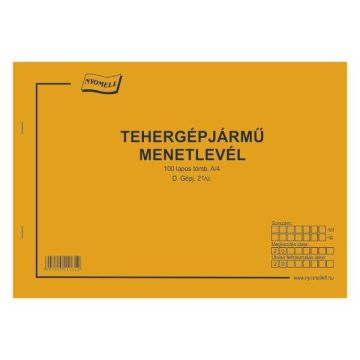 D.GÉPJÁRMŰ 21/U TEHERGÉPJÁRMŰ MENETLEVÉL, 100 LAPOS, A/4