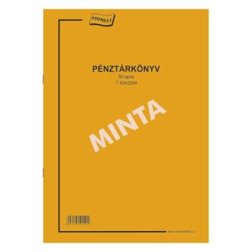 TERV 504 PÉNZTÁRKÖNYV, ÁLLÓ, 50 LAPOS, B/4, 1+1 SZÍN