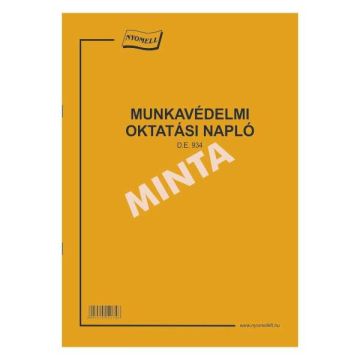 D.E.934 MUNKAVÉDELMI OKTATÁSI NAPLÓ  A/4, 48 OLDAL+BORÍTÓ, 1+1 SZÍN