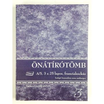 ÖNÁTÍRÓTÖMB A/5, 25x3 PÉLDÁNYOS, NYOMELL