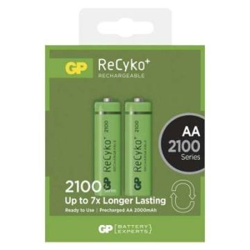 AKKU GP NI-MH RECYKO AA2100MAH CERUZA, GP210AAHCB-2EB2, 2 DB/BLISZTER