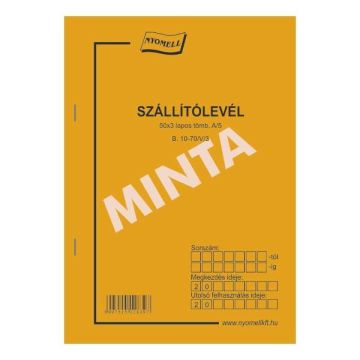 B.10-70/V/3/ÚJ SZÁLLÍTÓLEVÉL, 50X3 PÉLDÁNYOS, A/5