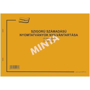 D.E.916/új SZIGORU SZÁM.NYILVÁNTARTÓ FÜZET, FEKVŐ 25 LAPOS, A/4